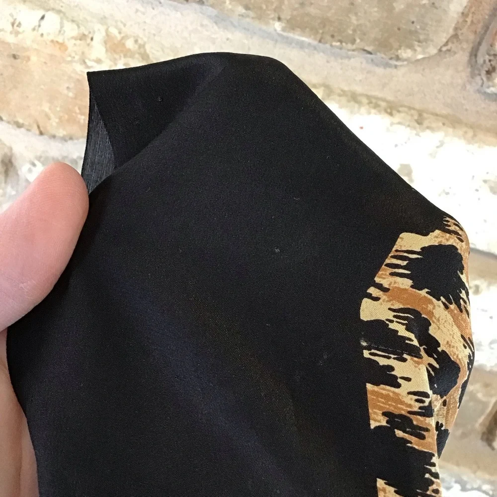 Vintage Women's Leopard Print Scarf with Black Border XL